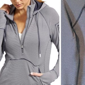 Athleta • Heavenly Hail Striped Navy Blue Half Zip Hoodie